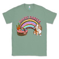 Sage Happy Easter Bunny And Egg Basket Rainbow Classic Tee - RanaPortraitStore