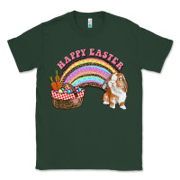 Sports Green Happy Easter Bunny And Egg Basket Rainbow Classic Tee - RanaPortraitStore