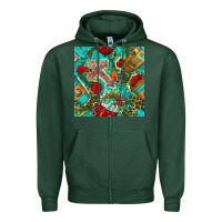 Sports Green faith coffee cup and cross with leopard and roses seamless pattern bbs Zipper Hoodie - BundleAndBundleShop