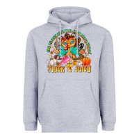 Heather Grey The Turkey Ain’t The Only Thing Lookin Thick & J Heavyweight Hoodie - CowhideDigitalArt