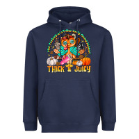 Navy The Turkey Ain’t The Only Thing Lookin Thick & J Heavyweight Hoodie - CowhideDigitalArt