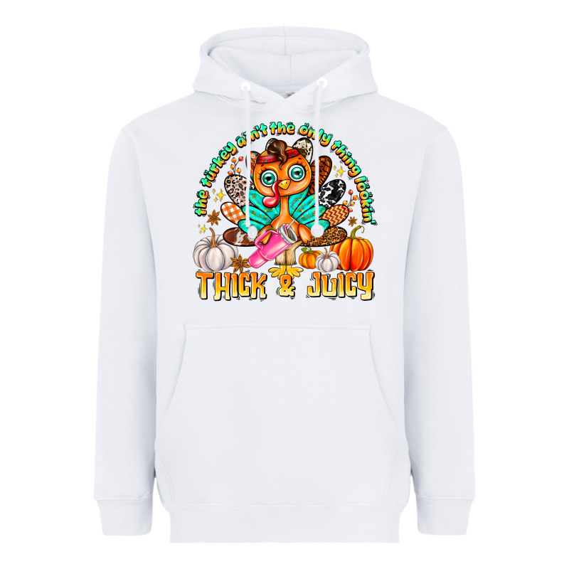 The Turkey Ain’t The Only Thing Lookin Thick & J Heavyweight Hoodie by CowhideDigitalArt | Teevron