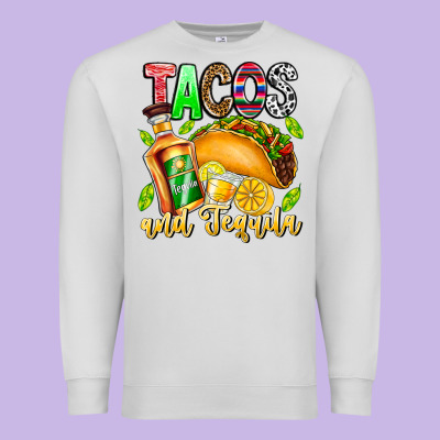 Tacos And Tequila Premium Sweatshirt Designed By Cowhidedigitalart