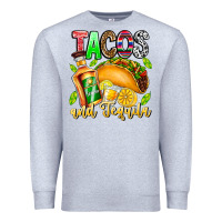 Heather Grey Tacos And Tequila Premium Sweatshirt - CowhideDigitalArt