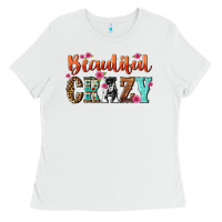 White beautiful crazy Ladies Tee - NancyCooperArtShop