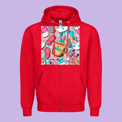 Hospital Nurse Coffee Cups With Leopard Seamless Pattern Bbs Zipper Hoodie Designed By Bundleandbundleshop