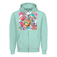 Seafoam hospital nurse coffee cups with leopard seamless pattern bbs Zipper Hoodie - BundleAndBundleShop