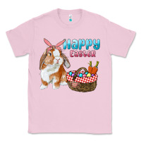 Bubblegum Pink Happy Easter Bunny And Egg Basket Classic Tee - RanaPortraitStore