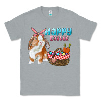 Heather Grey Happy Easter Bunny And Egg Basket Classic Tee - RanaPortraitStore