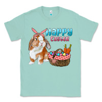 Seafoam Happy Easter Bunny And Egg Basket Classic Tee - RanaPortraitStore