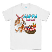 White Happy Easter Bunny And Egg Basket Classic Tee - RanaPortraitStore