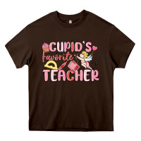 Chocolate Brown cupid's favorite teacher Heavy Core Tee - MaliasSmallBusiness