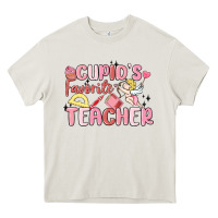 Cream cupid's favorite teacher Heavy Core Tee - MaliasSmallBusiness