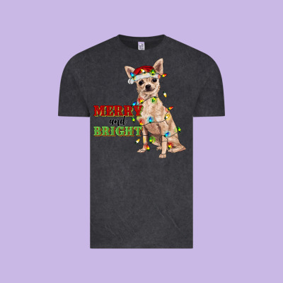 Merry And Bright Chihuahua Vintage Tee Designed By Ranaportraitstore