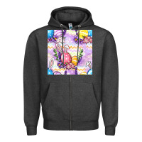Charcoal Heather Easter Eggs With Flowers Seamless Pattern Zipper Hoodie - BundleAndBundleShop