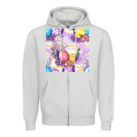 Dove Grey Easter Eggs With Flowers Seamless Pattern Zipper Hoodie - BundleAndBundleShop
