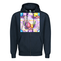 Navy Easter Eggs With Flowers Seamless Pattern Zipper Hoodie - BundleAndBundleShop