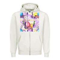 Oatmeal Heather Easter Eggs With Flowers Seamless Pattern Zipper Hoodie - BundleAndBundleShop
