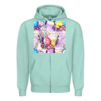 Seafoam Easter Eggs With Flowers Seamless Pattern Zipper Hoodie - BundleAndBundleShop
