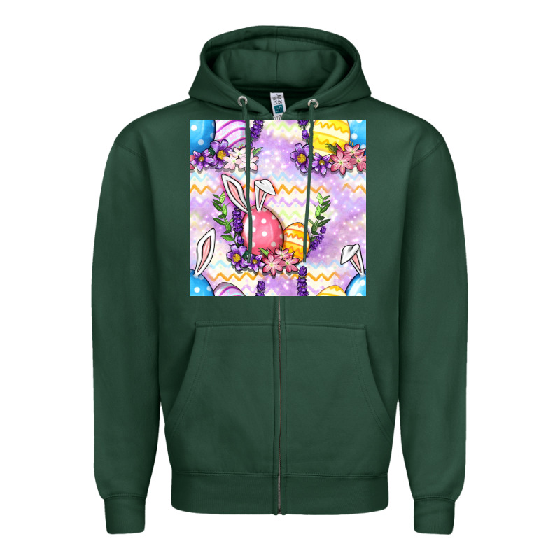 Easter Eggs With Flowers Seamless Pattern Zipper Hoodie by BundleAndBundleShop | Teevron