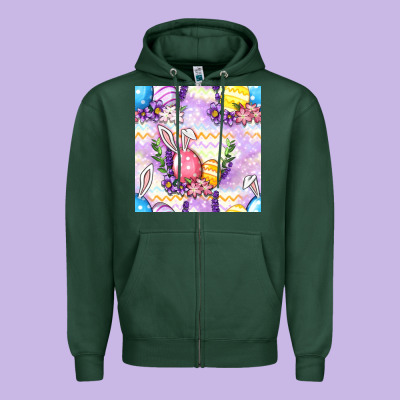 Easter Eggs With Flowers Seamless Pattern Zipper Hoodie Designed By Bundleandbundleshop