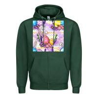 Sports Green Easter Eggs With Flowers Seamless Pattern Zipper Hoodie - BundleAndBundleShop
