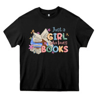 Black just a girl who loves books Heavy Core Tee - MaliasSmallBusiness