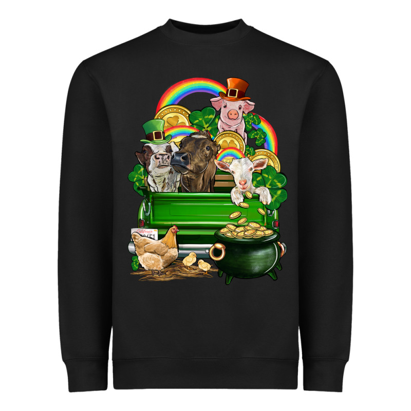 St. Patrick's Day Animal Truck Heavyweight Sweatshirt by CowGirlArtShop | Teevron