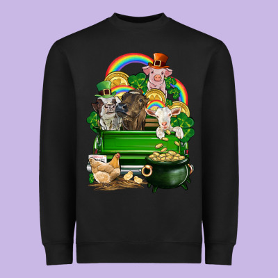 St. Patrick's Day Animal Truck Heavyweight Sweatshirt Designed By Cowgirlartshop