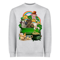 Heather Grey St. Patrick's Day animal truck Heavyweight Sweatshirt - CowGirlArtShop