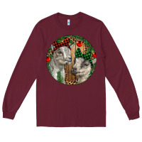 Burgundy Baby Goats Christmas Long Sleeve Tee - RanaPortraitStore