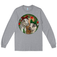 Heather Grey Baby Goats Christmas Long Sleeve Tee - RanaPortraitStore