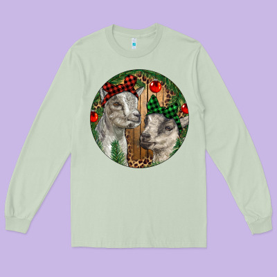 Baby Goats Christmas Long Sleeve Tee Designed By Ranaportraitstore