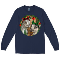 Navy Baby Goats Christmas Long Sleeve Tee - RanaPortraitStore