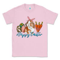 Bubblegum Pink happy easter bunny carrots and eggs Classic Tee - RanaPortraitStore