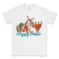 White happy easter bunny carrots and eggs Classic Tee - RanaPortraitStore