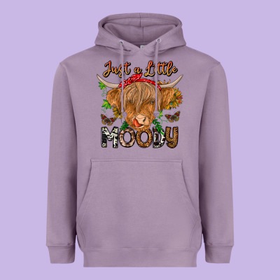 Just A Little Moody Heavyweight Hoodie Designed By Cowhidedigitalart