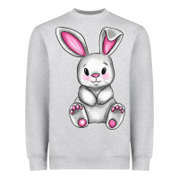 Heather Grey Cute bunny Easter Heavyweight Sweatshirt - CowGirlArtShop