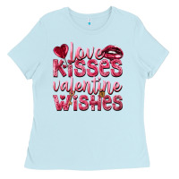 Baby Blue love kisses valentine wishes Ladies Tee - NancyCooperArtShop
