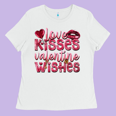 Love Kisses Valentine Wishes Ladies Tee Designed By Nancycooperartshop