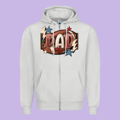Football Dad Zipper Hoodie Designed By Fadigitalartstudio