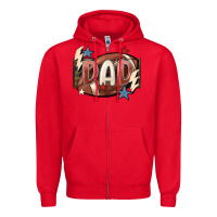 Red football dad Zipper Hoodie - FaDigitalArtStudio