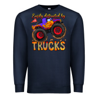 Navy Easily Distracted By Trucks Premium Sweatshirt - CowhideDigitalArt