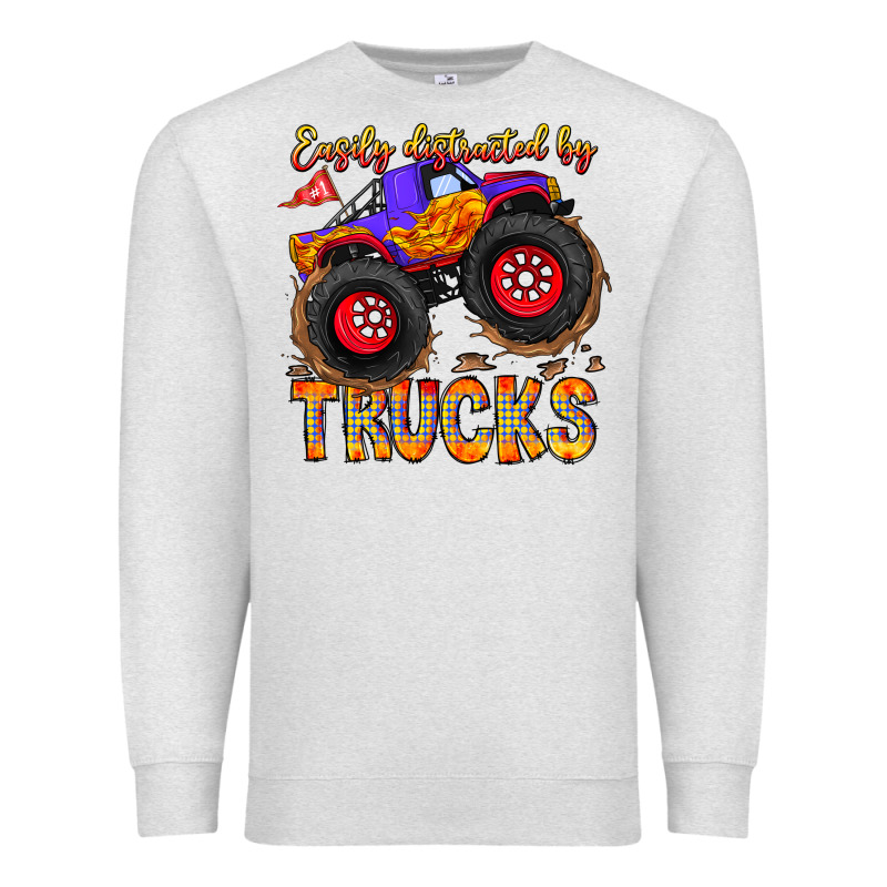 Easily Distracted By Trucks Premium Sweatshirt by CowhideDigitalArt | Teevron