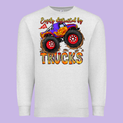Easily Distracted By Trucks Premium Sweatshirt Designed By Cowhidedigitalart