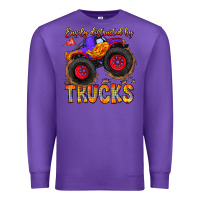 Purple Easily Distracted By Trucks Premium Sweatshirt - CowhideDigitalArt