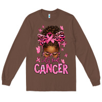 Chestnut lets beat cancer afro messy bun Long Sleeve Tee - texasbilliewilder