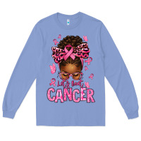 Colony Blue lets beat cancer afro messy bun Long Sleeve Tee - texasbilliewilder