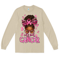 Mushroom lets beat cancer afro messy bun Long Sleeve Tee - texasbilliewilder
