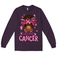 Plum lets beat cancer afro messy bun Long Sleeve Tee - texasbilliewilder